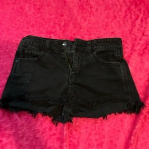 black jean shorts
